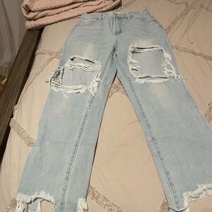 Great smoky size 3 light Wash Distressed Women's Jeans - Casual Ripped Straight